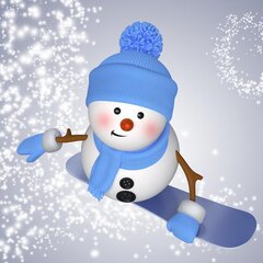 Спортивный снеговик на сноуборде
