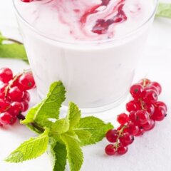 Молочный десерт с красной смородиной