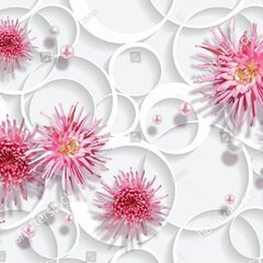 3D Хризантемы в окружении белых колец