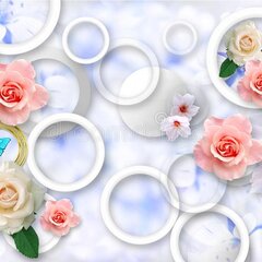 3D Композиция цветов и колец