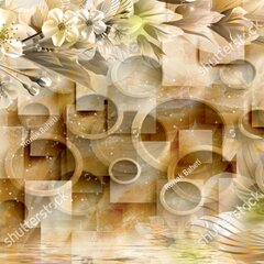 3D Бежевая абстракция с цветущими веточками