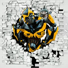  3D Трансформеры в проеме белой стены