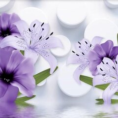 3D Фиалки и белые лилии