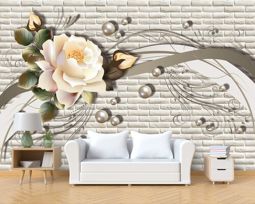 3D Цветок на кирпичной стене