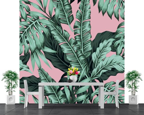 Листья на розовом фоне Листья на розовом фоне