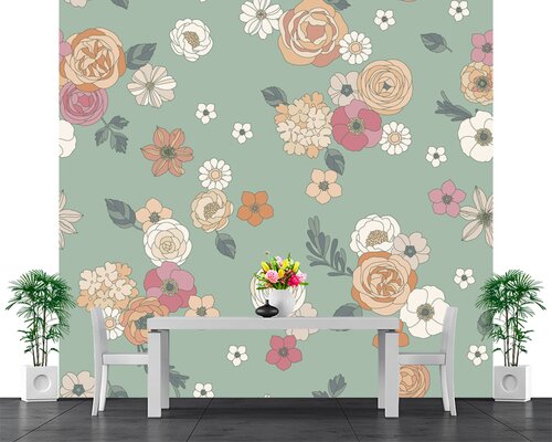 Винтажные цветы на сером фоне Винтажные цветы на сером фоне