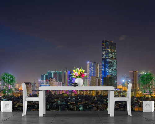 Подсвеченный ночной город Подсвеченный ночной город