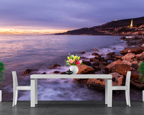 Ночной приморский городок Ночной приморский городок