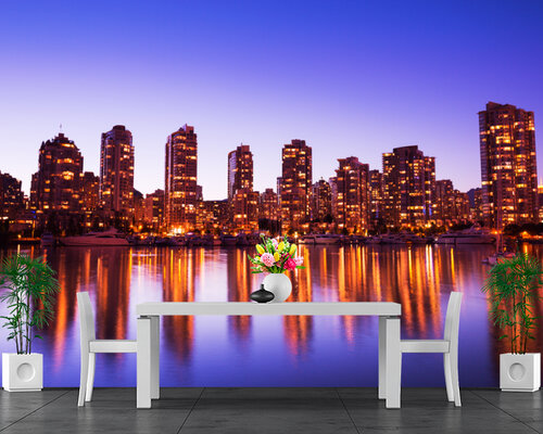 Яхты на фоне ночного мегаполиса Яхты на фоне ночного мегаполиса