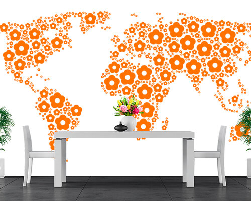 Цветочная оранжевая карта мира Цветочная оранжевая карта мира