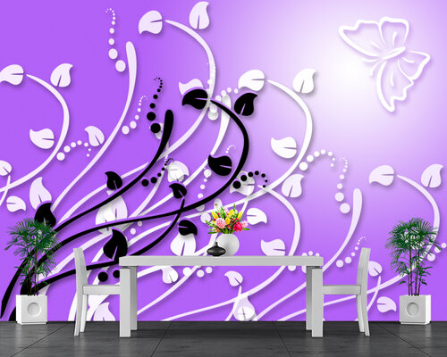 Белые ветки и бабочка Белые ветки и бабочка