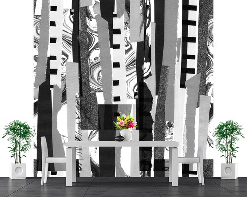 Черно-белая абстракция с березами Черно-белая абстракция с березами