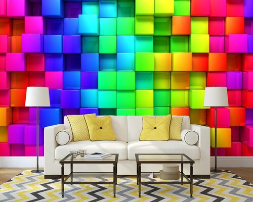 Разноцветные кубики на стене Разноцветные кубики на стене