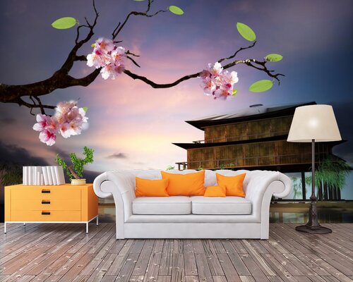 Цветки сакуры на закате Цветки сакуры на закате