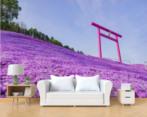 Поле усыпанное цветами в Японии Поле усыпанное цветами в Японии