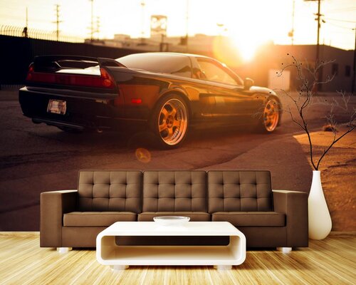 Закат с авто на дороге Закат с авто на дороге