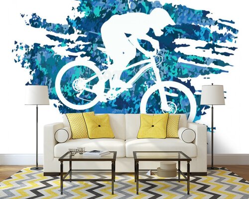 Контур велосипедиста на голубом Контур велосипедиста на голубом