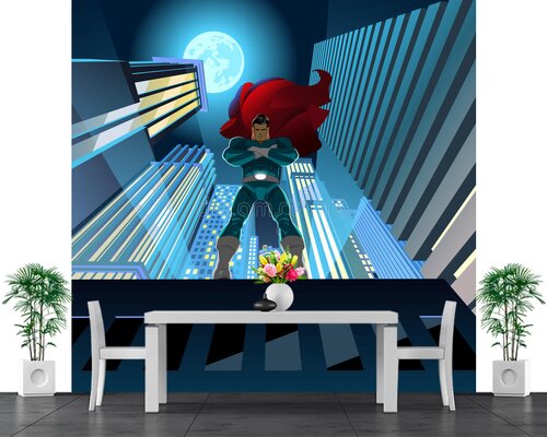 Супергерой защищает мегополис Супергерой защищает мегополис