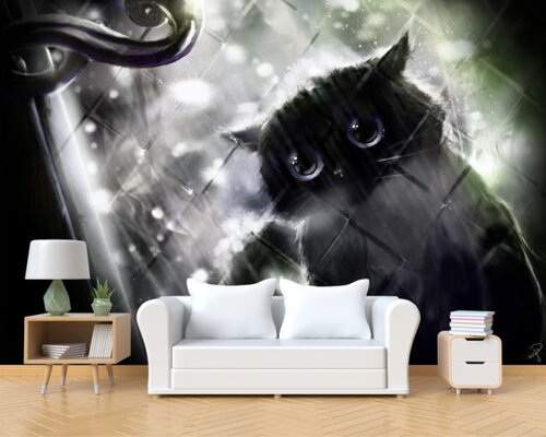 Большеглазый котенок в ночи Большеглазый котенок в ночи