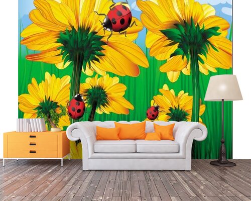 Желтые подсолнухи и божьи коровки Желтые подсолнухи и божьи коровки