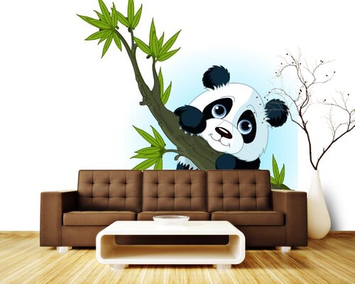 Веселая панда на ветке Веселая панда на ветке