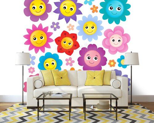 Детские цветочки на белом фоне Детские цветочки на белом фоне