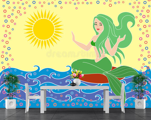 Зеленоволосая Русалка на море Зеленоволосая Русалка на море