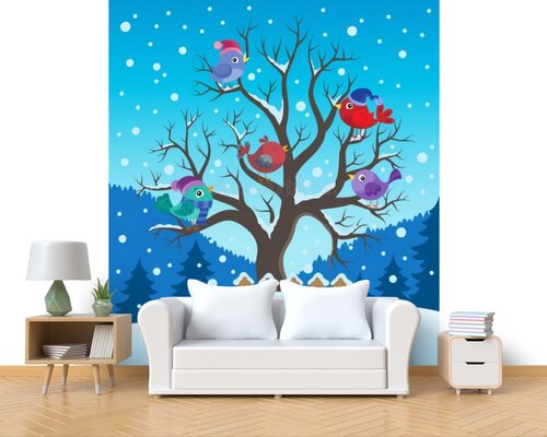 Снегири на дереве зимой Снегири на дереве зимой