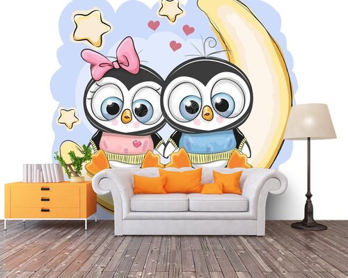 Маленькие пингвины на месяце Маленькие пингвины на месяце