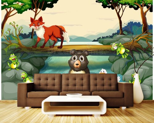 Лесные зверята веселятся в реке Лесные зверята веселятся в реке