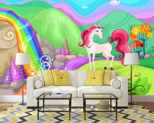 Единорог на разноцветной радуге Единорог на разноцветной радуге