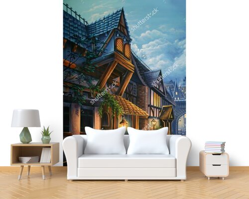 Театральный фон с уличной сценой в викторианском Лондоне Театральный фон с уличной сценой в викторианском Лондоне