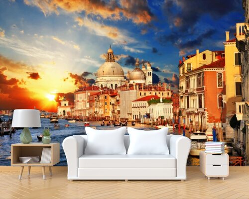 Закат на Гранд-Канале Венеции Закат на Гранд-Канале Венеции