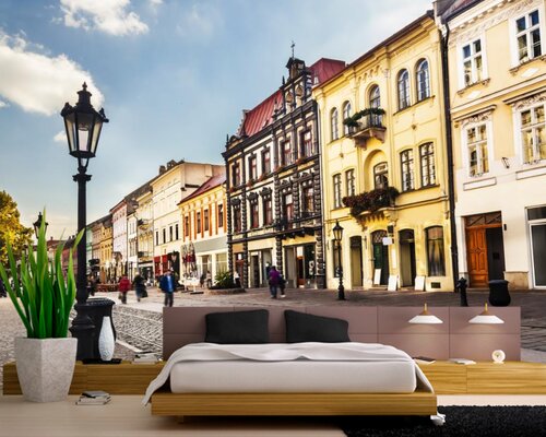 Старая улица с фонарями Старая улица с фонарями