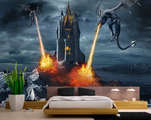 Замок в окружении огнедышащих драконов Замок в окружении огнедышащих драконов