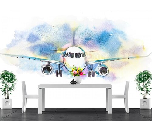 Акварель. Летящий самолет Акварель. Летящий самолет