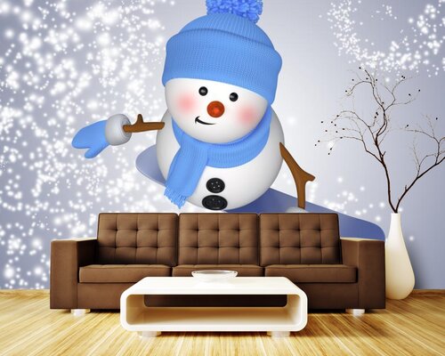 Спортивный снеговик на сноуборде Спортивный снеговик на сноуборде