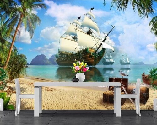 Пиратский корабль на открытом рейде Пиратский корабль на открытом рейде