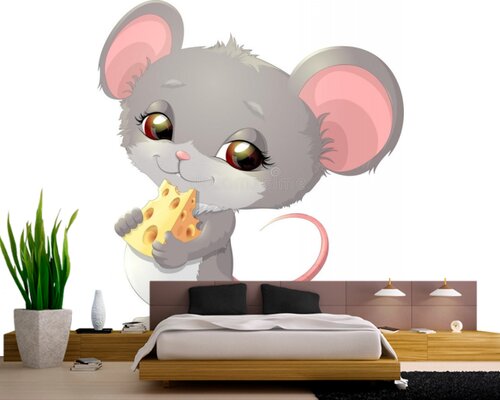 Милый мышонок с кусочком сыра Милый мышонок с кусочком сыра