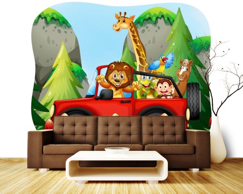 Лесные животные в машине Лесные животные в машине