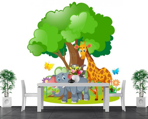 Зверята спрятались под деревом Зверята спрятались под деревом