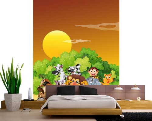 Лесные животные на закате Лесные животные на закате