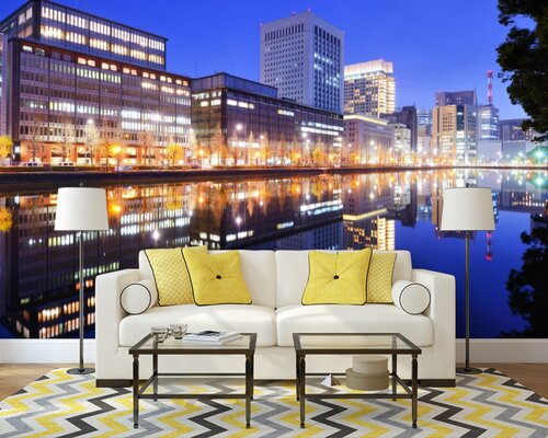 Огни большого города отраженные в воде Огни большого города отраженные в воде