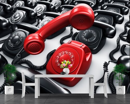 Красный телефон в стиле винтаж Красный телефон в стиле винтаж