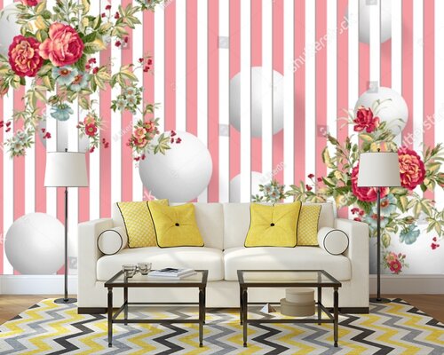 3D Букеты роз на фоне полосок 3D Букеты роз на фоне полосок