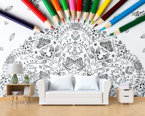 Схема рисунка с карандашами Схема рисунка с карандашами