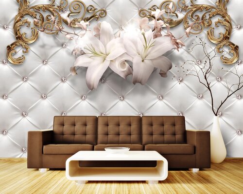 3D Лилии на белой коже 3D Лилии на белой коже