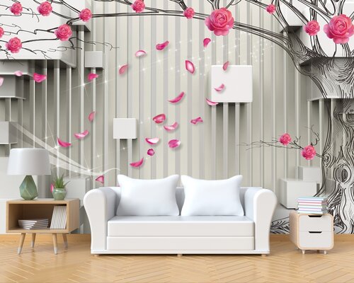 3D Стена и цветочное дерево 3D Стена и цветочное дерево
