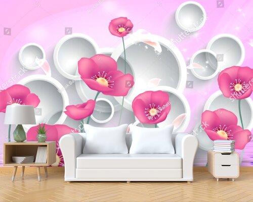 3D Розовые маки 3D Розовые маки