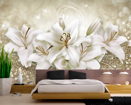 3D Лилии на блестящем полотне 3D Лилии на блестящем полотне